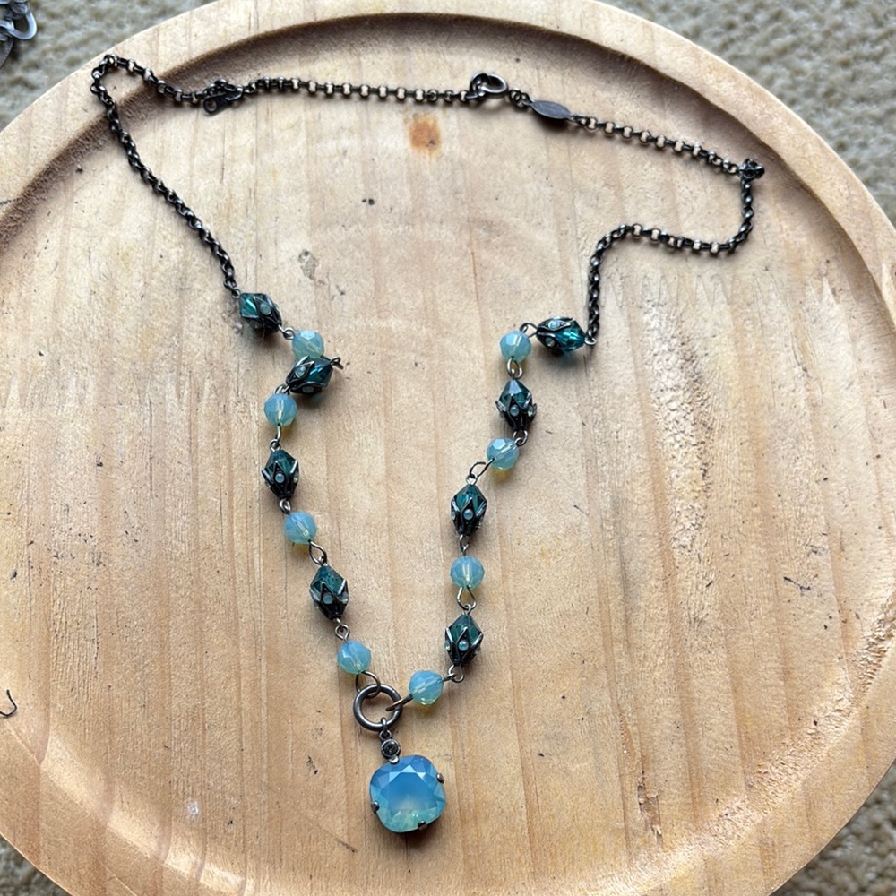 Catherine Popesco light and dark Blue Beaded Necklace
